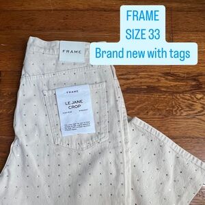 New w/ tags: Frame, Le Jane cropped embellished high-rise straight-leg jeans 33